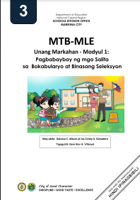 MTB MLE 3- UNANG MARKAHAN